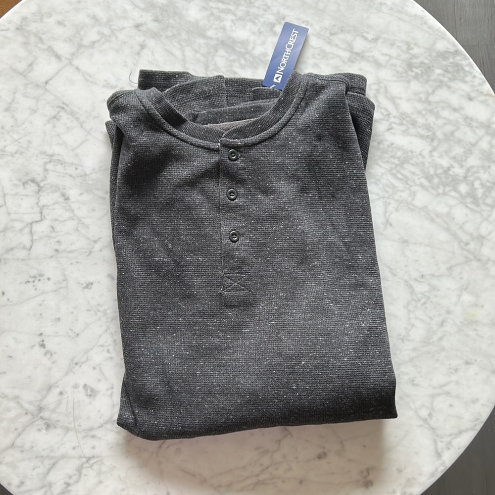 NWT north crest waffle Henley dark grey sz XXL